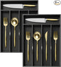 Greenual 2 Pack Black Silverware Organizer 10 In Utensil Organizer Silverware Tray for Drawer Cutlery Flatware Organizer for Kitchen Bamboo Wood