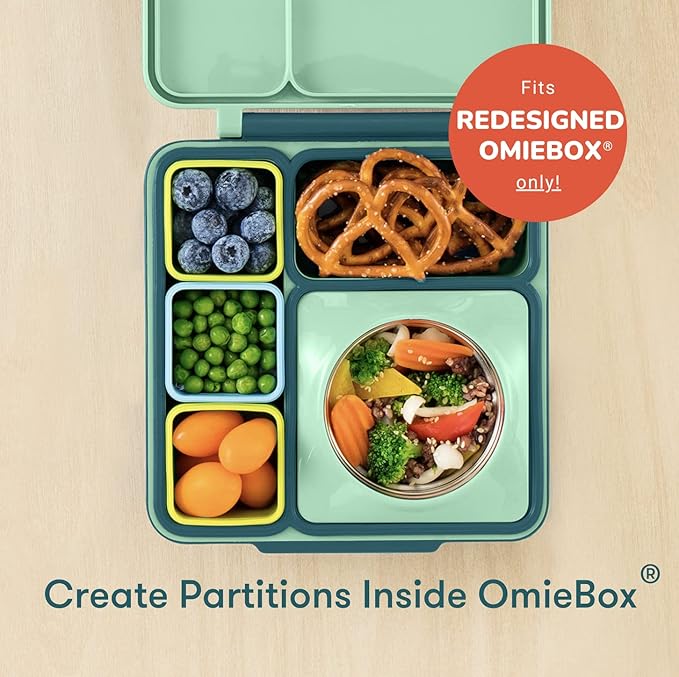 OmieBox (2 pack) Leakproof Dips Containers To Go, Salad Dressing Container, Condiment Container with Lids - Food Safe Silicone - 4 ounces (Blue/Lime)