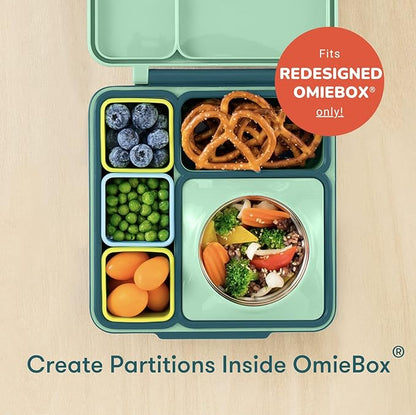 OmieBox (2 pack) Leakproof Dips Containers To Go, Salad Dressing Container, Condiment Container with Lids - Food Safe Silicone - 4 ounces (Blue/Lime)