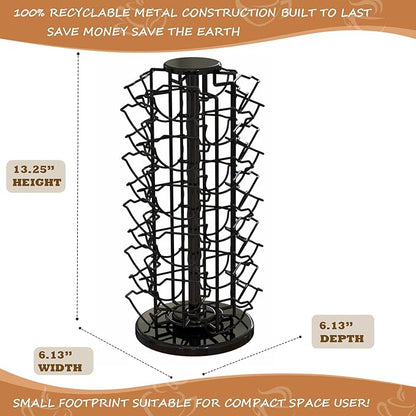 BLACKSMITH FAMILY Coffee Pods Holder Organizer, 360 Degrees Revolving Pod Carousel Compatible for 40 Nespresso Vertuo Pods No Assembly Required Nespresso Pods Holder Tower Stand,Piano Black