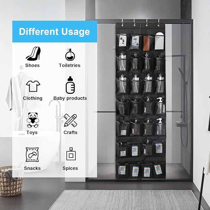 Over the Door Shoe Organizer 28 Mesh Pockets Hanging Shoes storage Shoe Rack for Closet Entryway Bedroom Bathroom Pantry Shoe Holder for Men Sneakers, Women High Heeled Shoes, flip flops