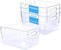 MOONEDGE 4 Pack Open Clear Plastic Storage Bins 11"x8"x6" Stackable Organizer Containers with Handle for Kitchen, Pantry, Fridge, Bathroom,Cabinet,Closet Storage