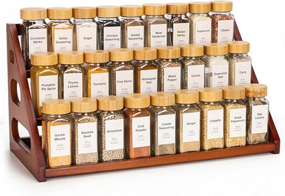 Bamboo 3 Tier Spice racks, Spice Organizer, Kitchen Seasoning Spices Rack, Suitable for Spice Organizers Such as Sitchen Countertops, Stoves, Sorage Rooms (XL)