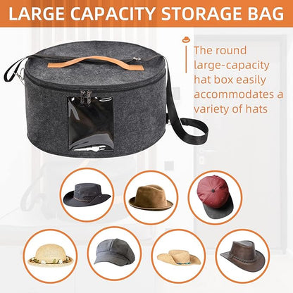 Hat Box, 15.7x7.8x15.75in, Foldable Storage Box with Lids for Women & Men, Travel Hat Boxes for Storage, Dark Gray
