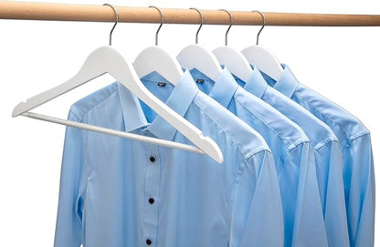 White Wood Bridal Dress Hangers 20 Pack, Heavy Duty Solid Wooden Hanger for Coat, Shirts, Jackets, Pants, Wedding Dress, Bridesmaid Suits-HL01W2