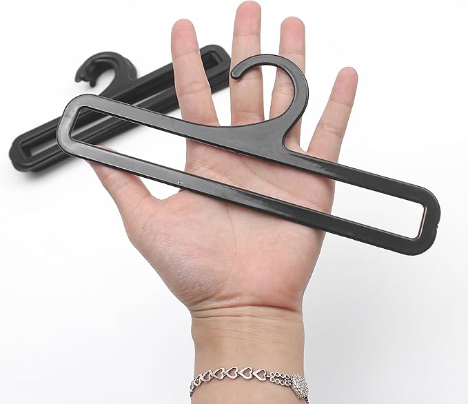 50 Packs Tea Towel Hanger Display, 7.7" Long Black Multifunctional Plastic Hangers Storage Racks Suitable for Hanging Legging Storing Scarf Clothes Sock Retail Wardrobe Ties Shawls Rings Belts Scarves
