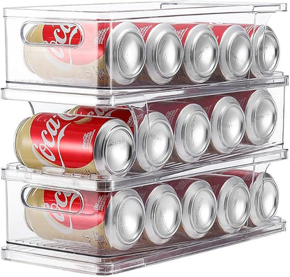 Xicennego 3-Tier Stackable Soda Can Organizer for Refrigerator, Fridge Can Organizer Dispenser, Beverage Can Holder for Refrigerator, Pantry, Cupboard