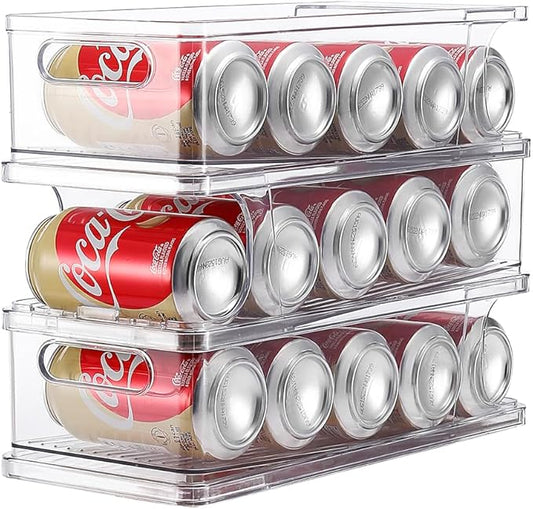 Xicennego 3-Tier Stackable Soda Can Organizer for Refrigerator, Fridge Can Organizer Dispenser, Beverage Can Holder for Refrigerator, Pantry, Cupboard