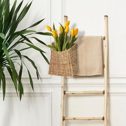 Woven Hanging Seagrass Baskets, Hanging Wall Wicker Basket, Handmade Organizer Baskets, Hanging Flower Basket for Shelves, Walls, Doors, Balconies, Front of House, Garden,...