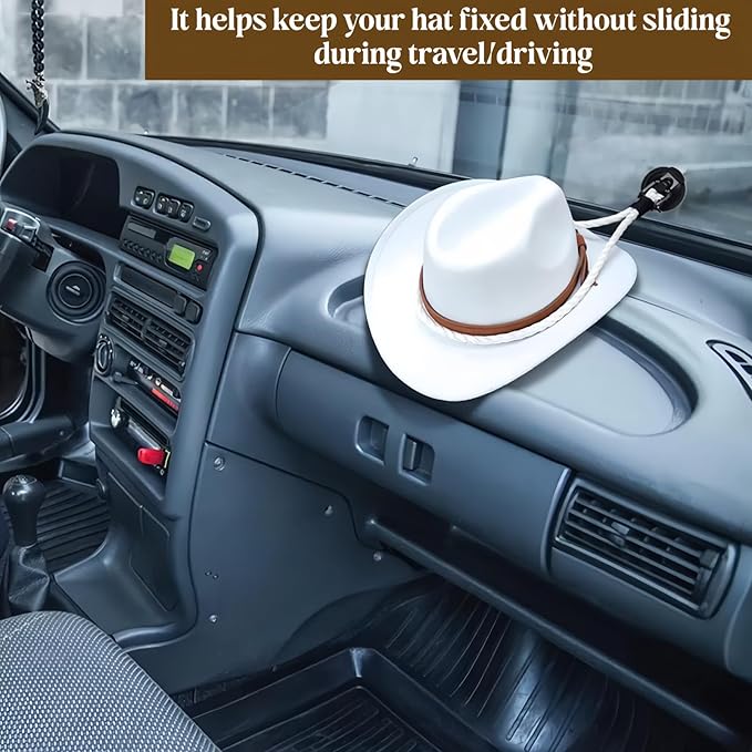 2 Pcs Cowboy Hat Holder for Trucks and Cars —Easy to Use,Suction Cup Hat Rack —(Without the need for any tools),Universal Hat Mount for Windshield/Dash,Suitable for Cars/Trucks/Home Doors