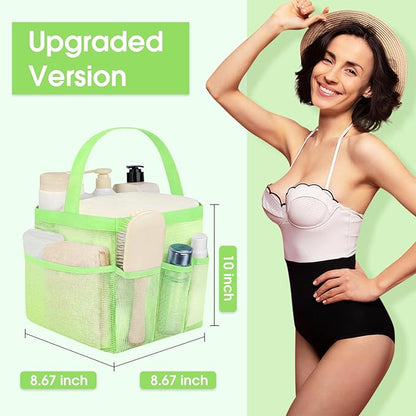 Attmu Mesh Shower Caddy Portable for College Dorm Room Camping Essentials, Shower Caddy Dorm with 9-Pockets, Large Capacity Hanging Basket Bathroom Bag for Toiletry, Swimming, Gym, Camp, Beach