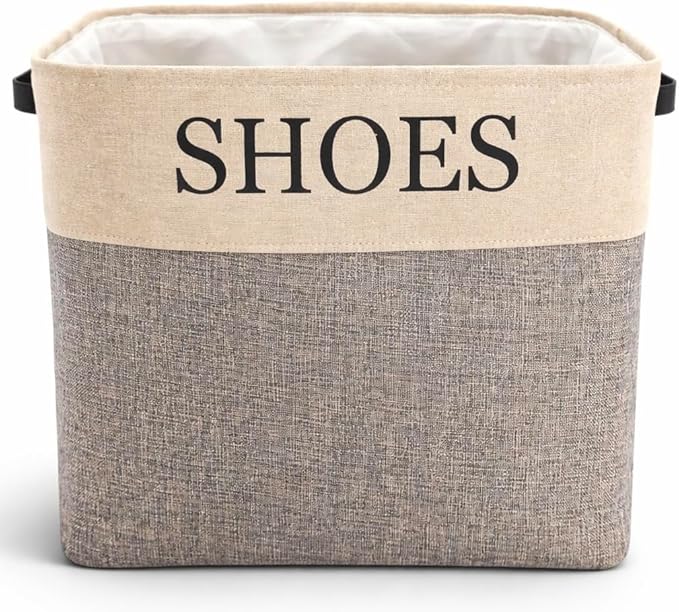 Shoe Storage Bin and Organizer for Hallway, Entryway or Mudroom. Space saver for many pairs of footware to store in one stylish container.