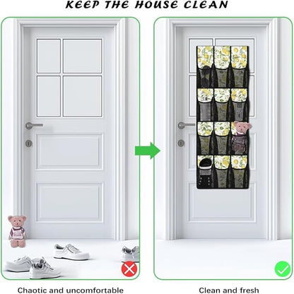 Lemon Pattern Shoe Organizer Door Hanger,Shoes Hanger Storage Organizer Bag Storage for Small Spaces,Hanging Shoe Storage
