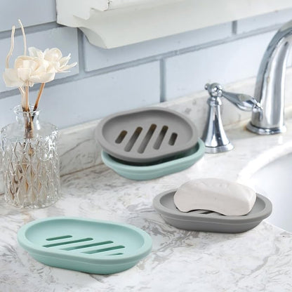 Topsky 2-Pack Soap Dish with Drain, Soap Holder, Soap Saver, Easy Cleaning, Dry, Stop Mushy Soap (Green)