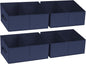 DIMJ Large Closet Shelf Organizer Bins 4 Packs with Handles and Divider, Fabric Trapezoid Storage Baskets, Foldable Clothes Containers Box for Shelf, Towel, Book, Toy, Purse, Hats, Navy Blue