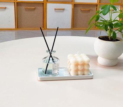 6.4" Porcelain Small Bathroom Tray, Ceramic Countertop and Vanity Tray for Cosmetics, Perfume, Jewelry, Candle - Kitchen Soap Tray for Kitchen Counter (White)