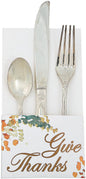 Fun Express Rustic Fall Give Thanks Silverware Holder - Set of 12 - Thanksgiving Dinner and Party Supplies