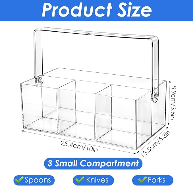2 Pack Silverware Organizer, Paper Plate Holders, Cutlery and Flatware Caddy for Countertop, Table, Buffet, and Picnic - Acrylic Party Utensil Holder for Knives, Forks, Spoons, Plates, Napkins