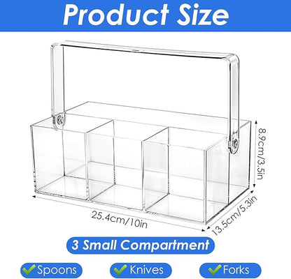 2 Pack Silverware Organizer, Paper Plate Holders, Cutlery and Flatware Caddy for Countertop, Table, Buffet, and Picnic - Acrylic Party Utensil Holder for Knives, Forks, Spoons, Plates, Napkins