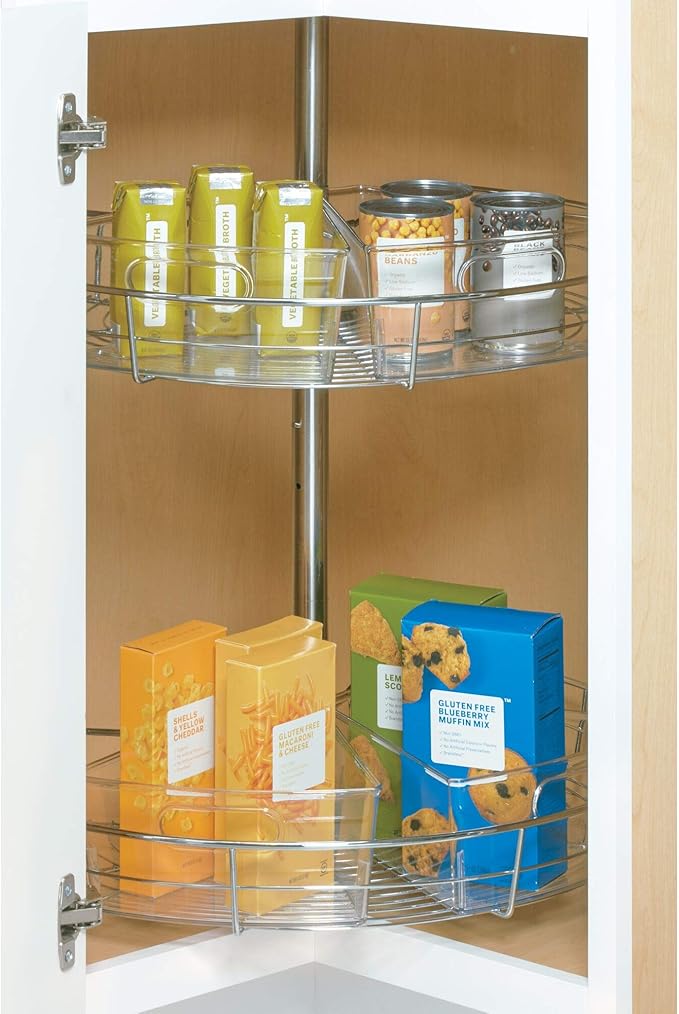 iDesign Plastic Lazy Susan Cabinet Storage Bin, 1/8 Wedge Container for Kitchen, Pantry, Counter, BPA-Free, 10.25" x 9.5" x 4", Clear