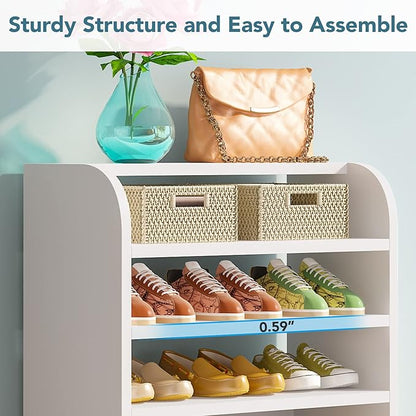 LITTLE TREE Shoe Shelf for Entryway, 8-Tier Shoe Rack Cabinet, 21 Pair Shoe Storage Organizer, White