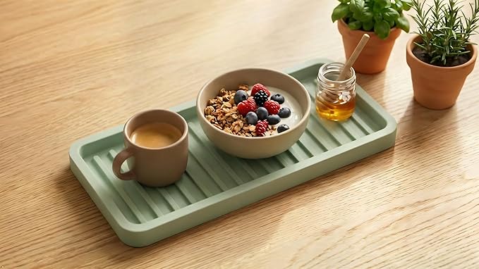 Silicone Sink and Surface Organizer Tray, Sponge Holder, Vanity Tray, Trivet, Heat Safe, Dishwasher Safe, for Bathroom and Kitchen Organization (Pistachio, 9"x3.5")