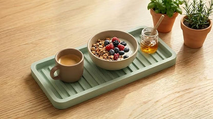 Silicone Sink and Surface Organizer Tray, Sponge Holder, Vanity Tray, Trivet, Heat Safe, Dishwasher Safe, for Bathroom and Kitchen Organization (Pistachio, 9"x3.5")
