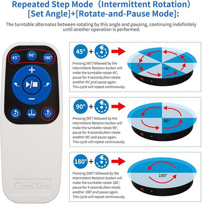 Remote Motorized Electric Turntable Rotating Display Stand Spinning Rotating Platform 360 Photography Turntable lazy susan base giratoria para for Photography,Display,3D Scan,Exhibition rotating table