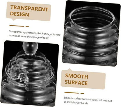 Amosfun 1Set Honey Storage Jar with Stirring Rod Transparent Borosilicate Glass Syrup Dispenser for Home Kitchen Use for Honey Jam and Syrup Storage