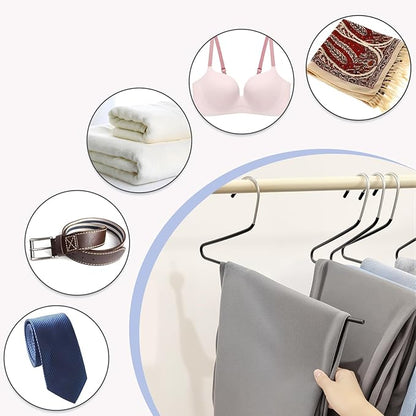 30 Pack Non Slip Jean Hangers, Space Saving Clothes Open Ended Hanger, Versatile Blanket Hangers for Heavy Pants, Scarf, Tablecloth, Slacks Women Men