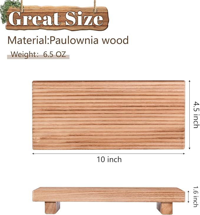 Bathroom Tray Farmhouse Decor Pedestal Stand Wood Riser Display Kitchen Accessories Soap Holder for Sink, Counter, Vanity,10 * 4.5 Brown