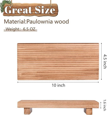 Bathroom Tray Farmhouse Decor Pedestal Stand Wood Riser Display Kitchen Accessories Soap Holder for Sink, Counter, Vanity,10 * 4.5 Brown