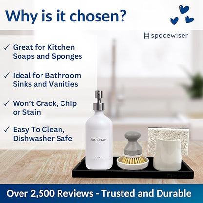 Spacewiser Countertop and Vanity Tray - 2 PC Large 11.7" Silicone Bathroom Trays, Counter Organizer, Dish Soap Sponge Holder Kitchen Sink Tray Organizer, Sink Caddy Toothbrush Key Kitchen Soap Trays