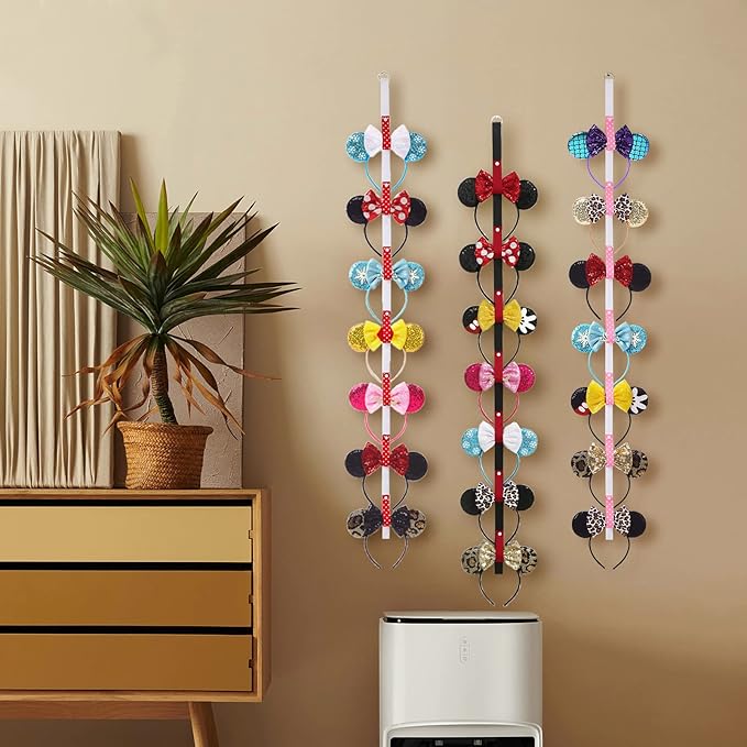 3Pcs Mouse Ears Headband Holder Headpiece Hanger Organizer Hair Accessories Storage Hanging Wall Display Decor