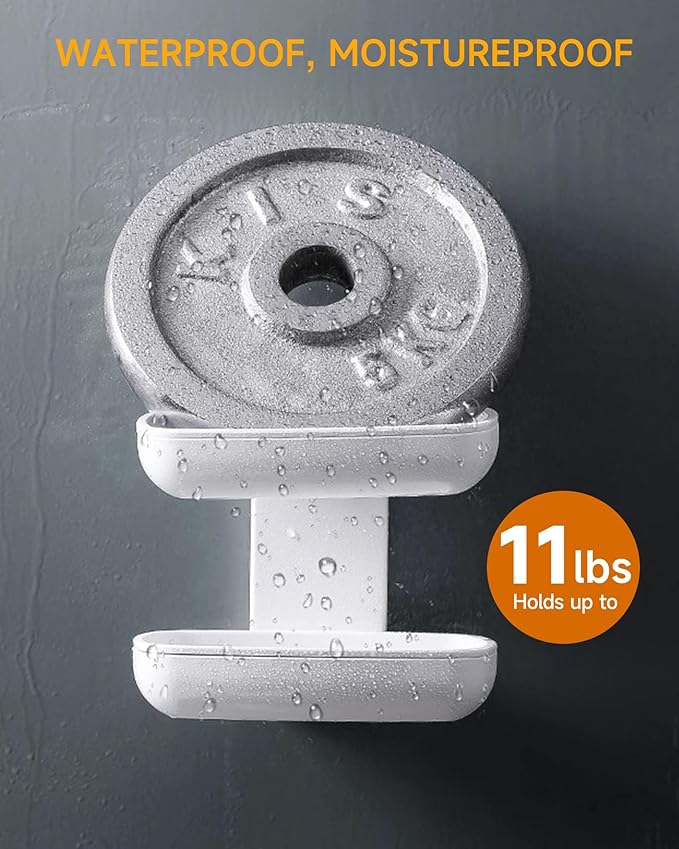 PEISAINOX Bar Soap Holder for Shower Wall, Adhesive Soap Dish NO-Drilling for Shower Bathroom Bathtub Kitchen, Wall Mount Double Tiers Drainage Soap Box Keep Soap Bars Dry (2 Tiers)