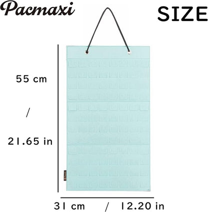 PACMAXI Hanging Brooch Pin Organizer, Display Pins Storage Case, Brooch Collection Storage Holder, Holds Up to 96 Pins.(Not Include Any Accessories) (S-96 Slots, Mint Green, Small)