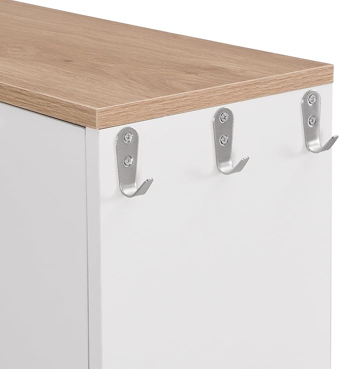 Contemporary Shoe Cabinet with 3 Flip Doors Free-Standing Wooden Shoe Rack Shoe Storage Organizer for Entryway Hallway Small Space (White&Natural)