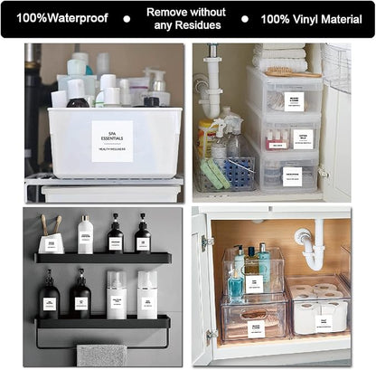 204pcs Waterproof Minimalist Style Bathroom Labels for Organizing Bathroom Storage Bins Containers and Jars to Stick for Glass or Plastic Spray Bottle and Metal