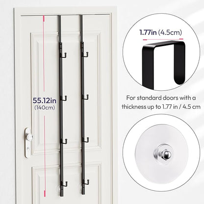 SWTYMIKI Over Door Hat Rack - 2 Packs Hat Organizer with 8 Hooks Design, Hanging Baseball Cap Organizer Storage Holds Up to 40 Caps for Door, Bedroom, Closet (Black)