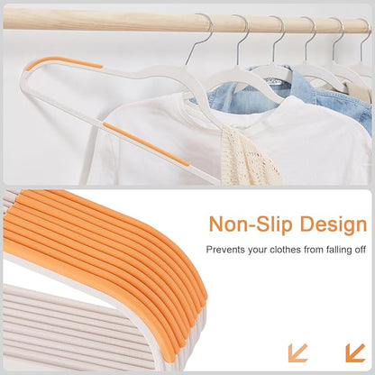 VECELO 50 Pack Clothes Hangers, Non-Slip Plastic Coat Hanger, 360°Swivel Hook & Space Saving for Bedroom Closet, Great for Shirts, Pants, Excellent Heavy Duty
