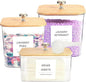 3 Pack Laundry Room Organization Storage Containers, Plastic Clear Laundry Pods Container & Dryer Sheet Holder Jars with Lids, Scoops & Labels for Detergent, Powder, Dryer Balls, Beads
