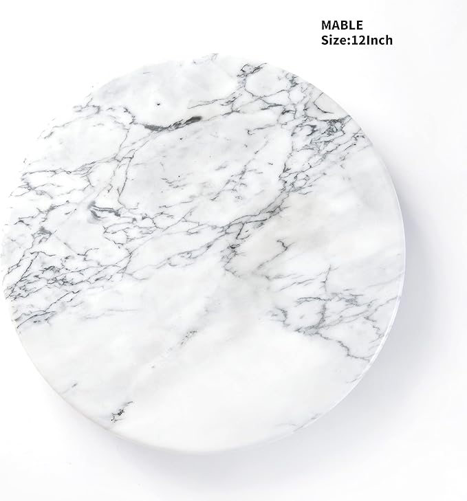 jalz jalz 12'' Marble Lazy Susan for Countertop Kitchen Turntable Storage Turner countertop Organizer Convenient Serving Rotation Spinning Tabletop Organizer Swiveling Serving Tray Revolving Platter