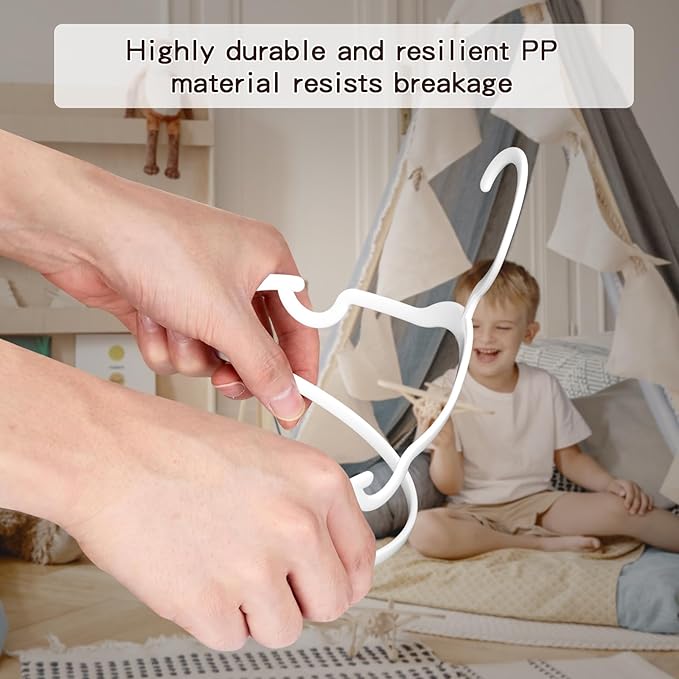 100 Pack Baby Plastic Hangers,12.83" Ultra-Thin,Non-Slip Hangers for Children. Ideal for Closets and Nurseries.Designed for Newborns and Children's Clothing,Including Trousers,Coat,Dresses.(White)