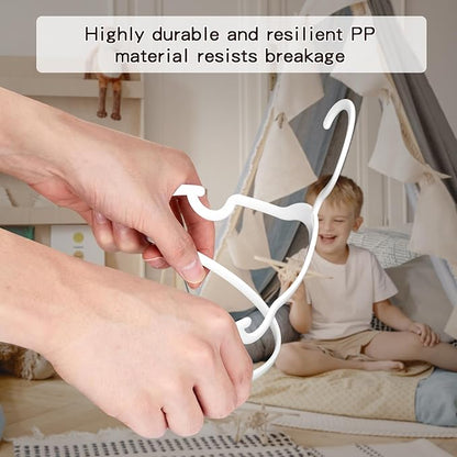 100 Pack Baby Plastic Hangers,12.83" Ultra-Thin,Non-Slip Hangers for Children. Ideal for Closets and Nurseries.Designed for Newborns and Children's Clothing,Including Trousers,Coat,Dresses.(White)