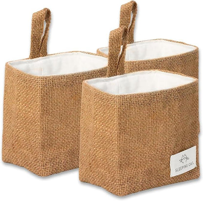 Small Cotton and Linen Hanging Storage Basket for Desktop, Ideal for Organizing Keys and Miscellaneous Items. (3)
