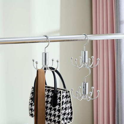 Belt Hanger Duo, 2-Pack - Closet Organizer with Rotatable Design for Easy Selection, Versatile Rack for Belts, Ties, Scarves - Silver