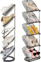 Patinao 2 Pack Sloping Narrow Shoe Rack 5 Tiers - Free Standing Vertical Shoes Racks for Small Spaces and Corner, Shoe Storage Organizer for Entryway, Tall Slim Shoe Shelf Cabinet for Shoes and Boots