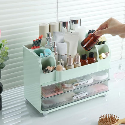 Large Makeup Organizer Countertop with Drawers, Make Up Organizer for Vanity, Makeup Storage Organizer Countertop Makeup Organizers for Skincare, Green