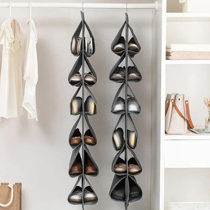Hanging Shoe Rack 3pcs Shoe Organizer Storage Hanging Bag Wall Bag Inner Clothes Closet Storage 18 Pairs of Shoes