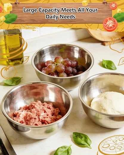 3 Pack Pizza Dough Proofing Containers, 29 oz/850 ml Stainless Steel Proofing Box with Clear Airtight Lids, Stackable Fermentation Storage for Pizza, Bread, Sourdough, Includes Dough Cutter